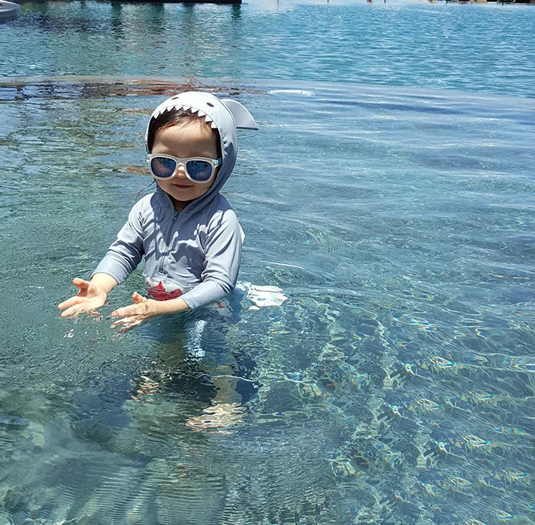 Baby Boy Swimsuit One-Piece Zip Swimwear Kids Long Sleeve Swimwear Children Bathing Suit Quick Drying Swimsuit for 1-7 Years