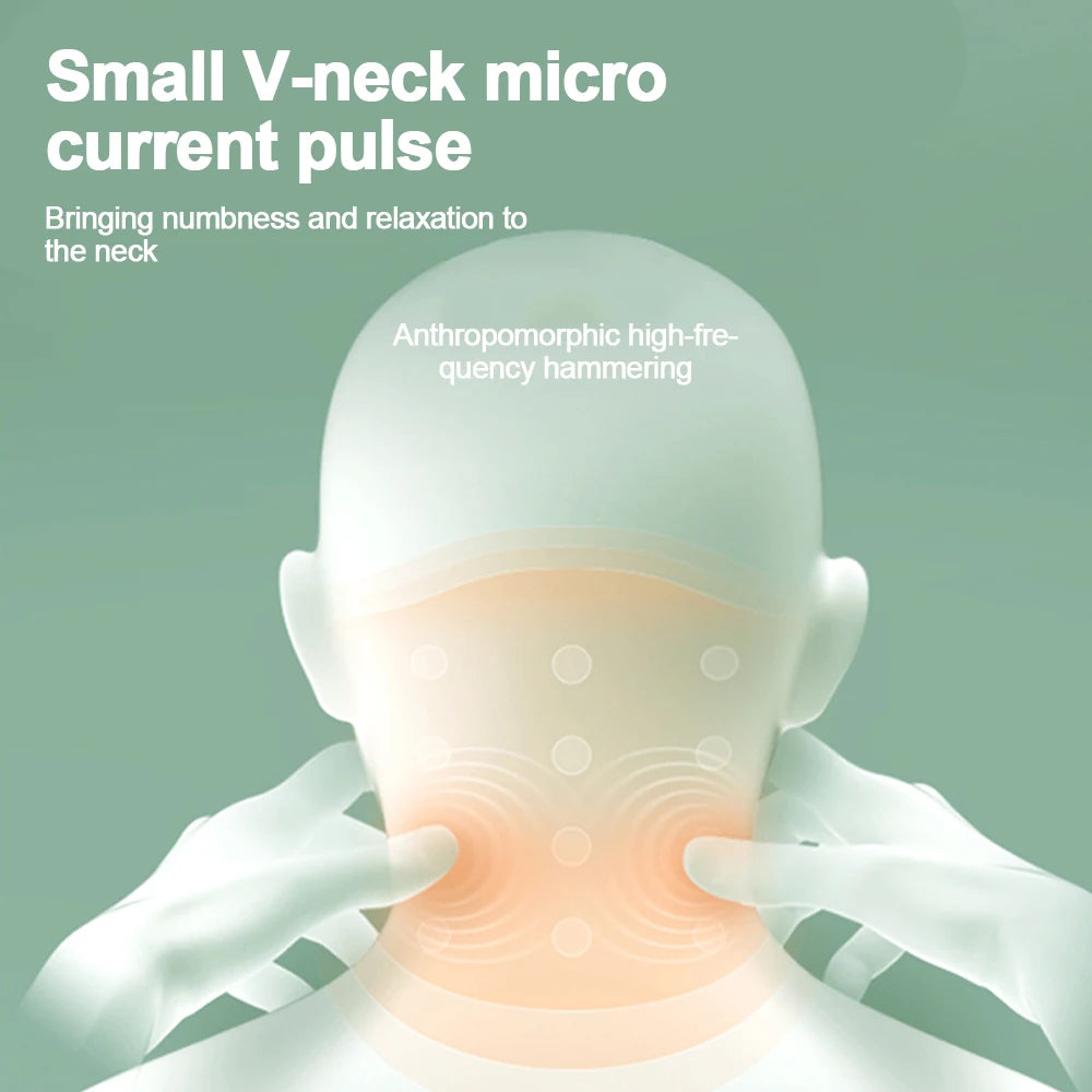 Portable Electric Neck Massager Micro-current Cervical Spine Massager 12 Gear Hot Compress Smart Neck Massage Relaxation Tool