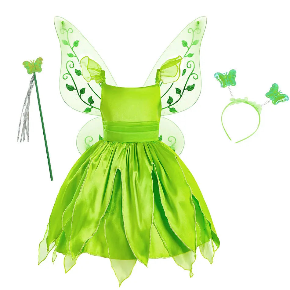 Fairy Costume for Girls Princess Tinker Bell Elf Wings Headband
