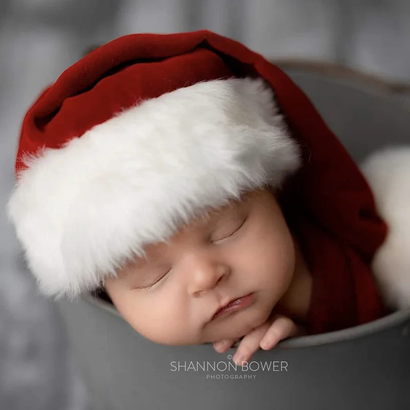 Christmas Newborn Photography Clothing Baby Wrapped Cloth Hats 2Pcs Set Studio Photograph Props Full Months Baby Souvenirs
