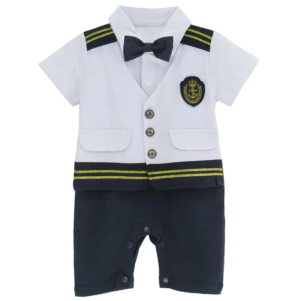 Baby Boys Captain Romper Costume Infant Set with Hats Shoes