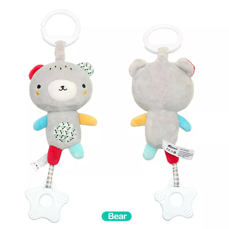 cute Baby Crib Stroller Toy Rabbit Bunny Bear Soft Plush infant Doll Mobile Bed Pram kid Animal Hanging Ring Ring Color Random