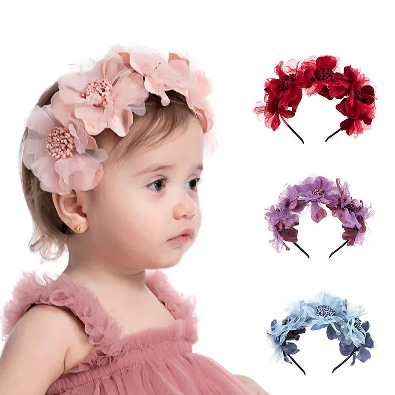 Baby Headband Crown Flower Wreath Hairband Princess Hair Hoop