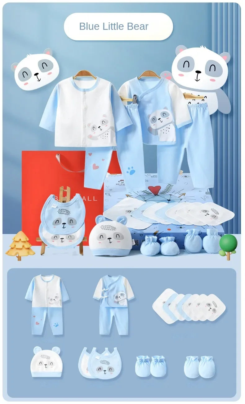 Newborn Suits Hospital Newborn Baby Clothes 18-Piece Cotton Set Baby Boys' and Baby Girls' Close-Fitting Underwear