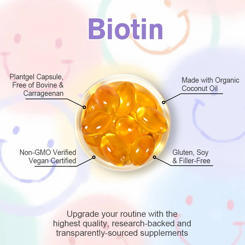 Vegan Biotin Vitam B Supplement with Organic Coconut Oil