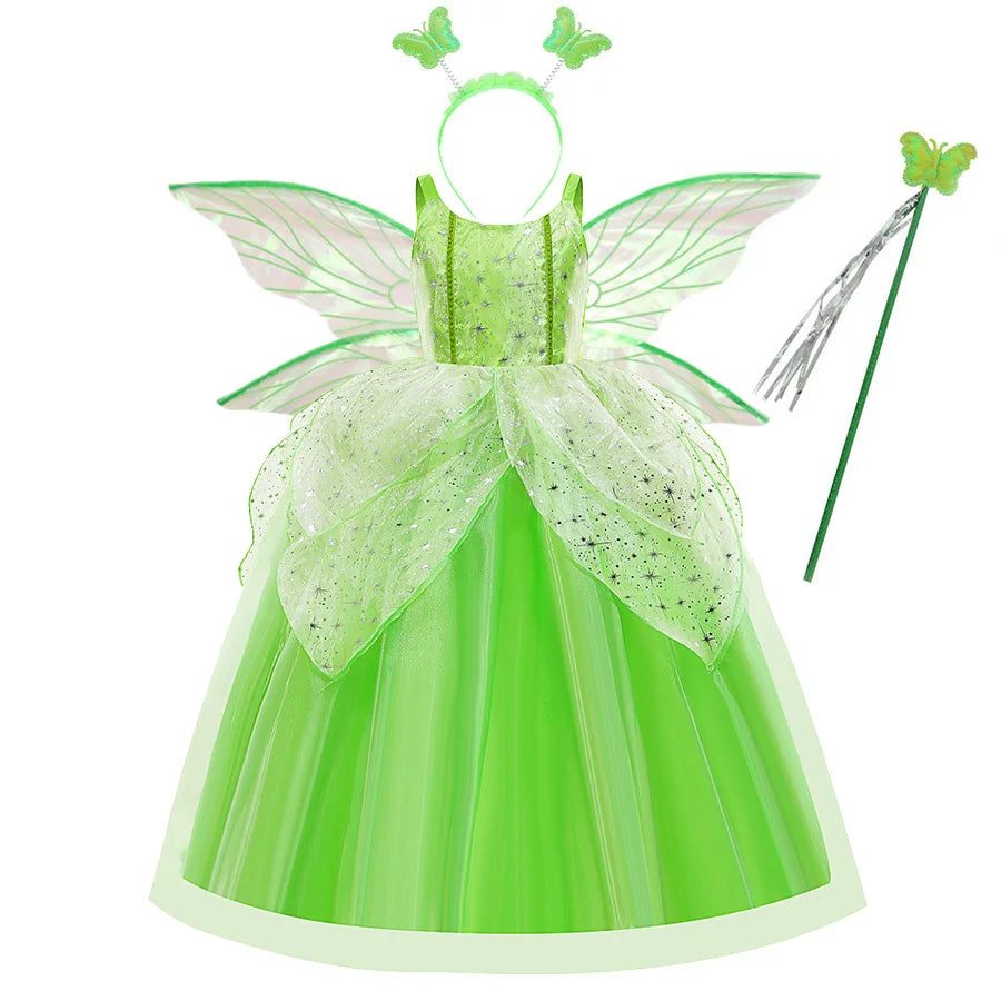 Fairy Costume for Girls Princess Tinker Bell Elf Wings Headband