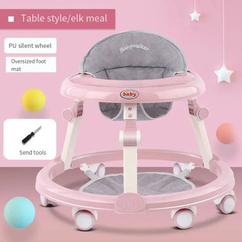 Baby Walker Anti-O-leg Multi-functional Anti-rollover Folding Trolley Boys Girls Can Sit Push 6-18 Months Baby To Learn To Drive