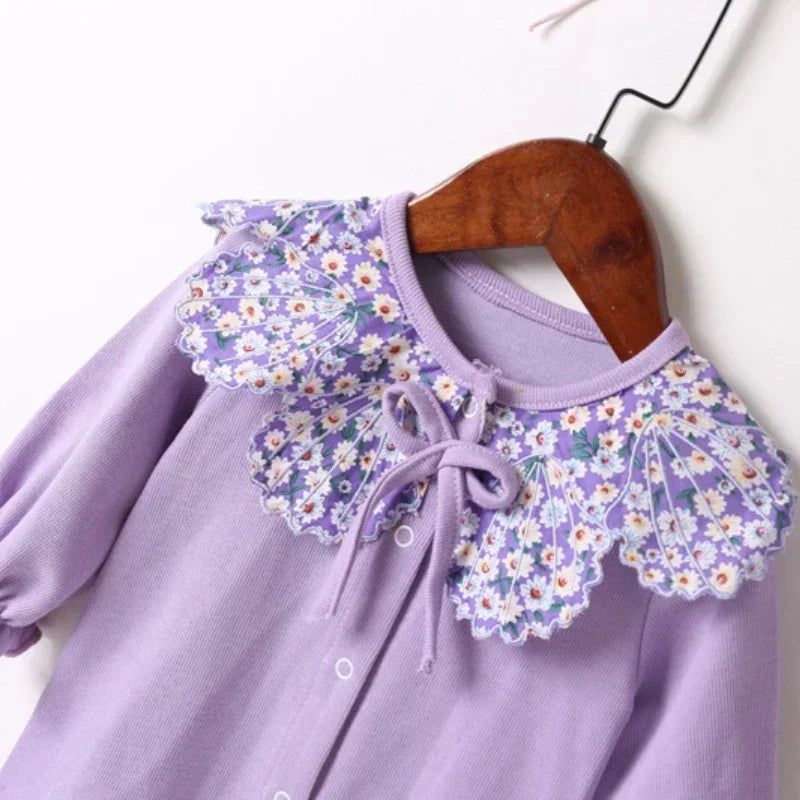 Baby Spring Sweet Purple Daisy Doll Collar Clothes