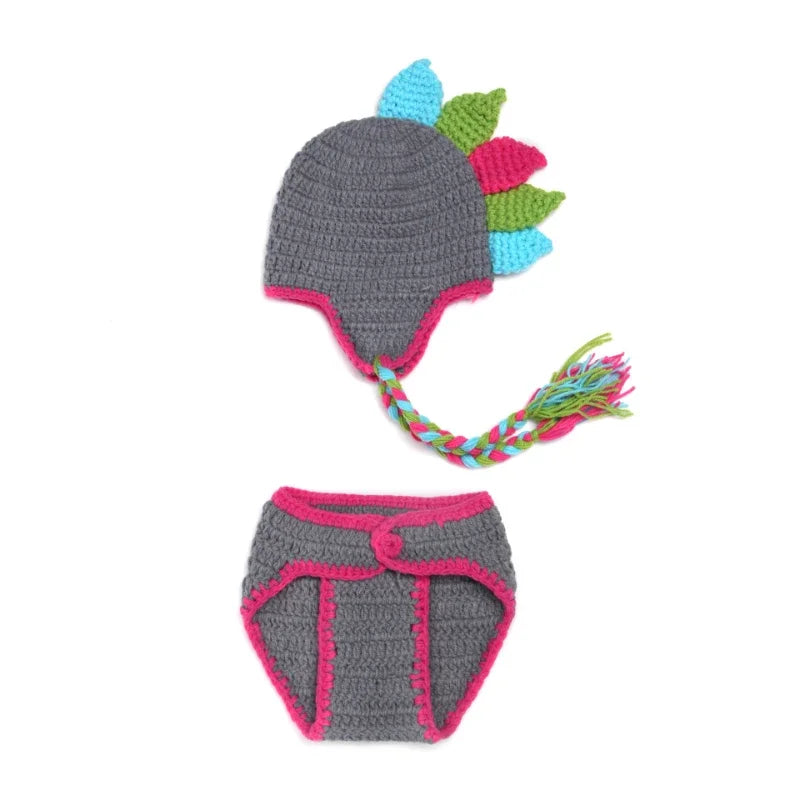 Newborn Photo Props Clothing Set Wool Knitted Costume Cartoon Dinosaur Photography Accessories Shooting Baby Souvenirs Gift