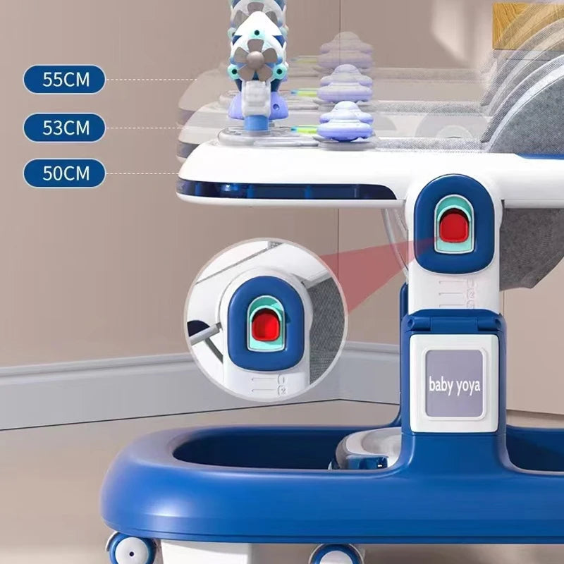 Multi-Function Anti-Rollove Baby walker Can Sit and Push  Walking Car Infant Trolley With Music Foldable Seat Car