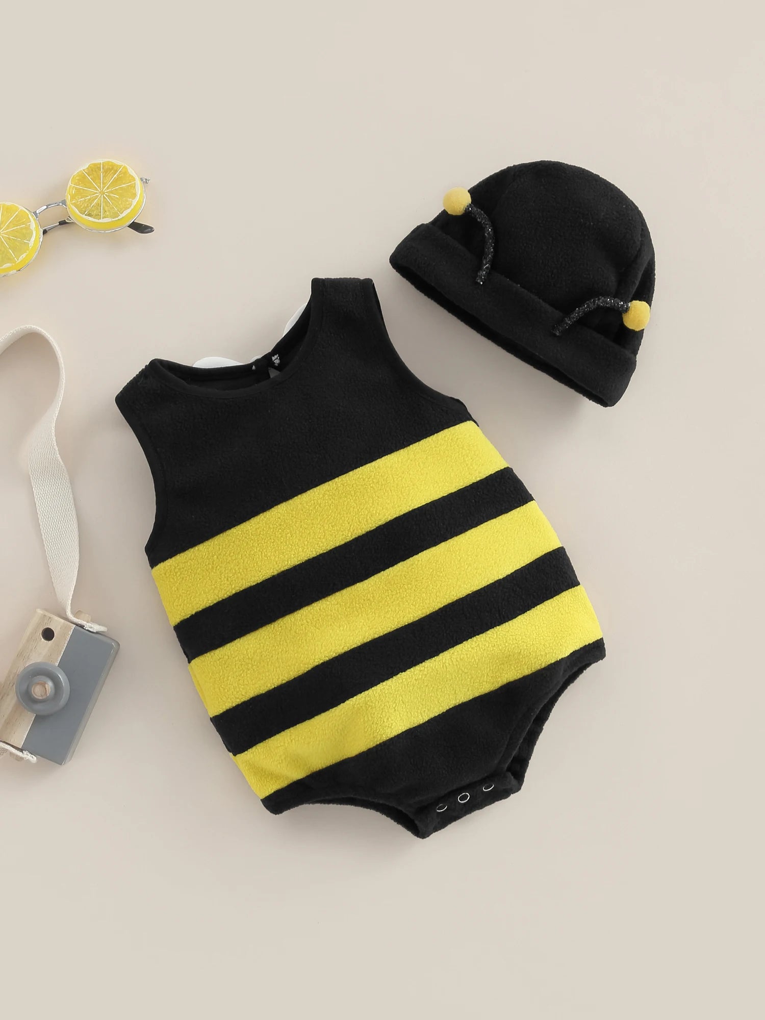 Newborn Baby Cute Bumblebee Custome with Hat 2Pcs 12-18 Months