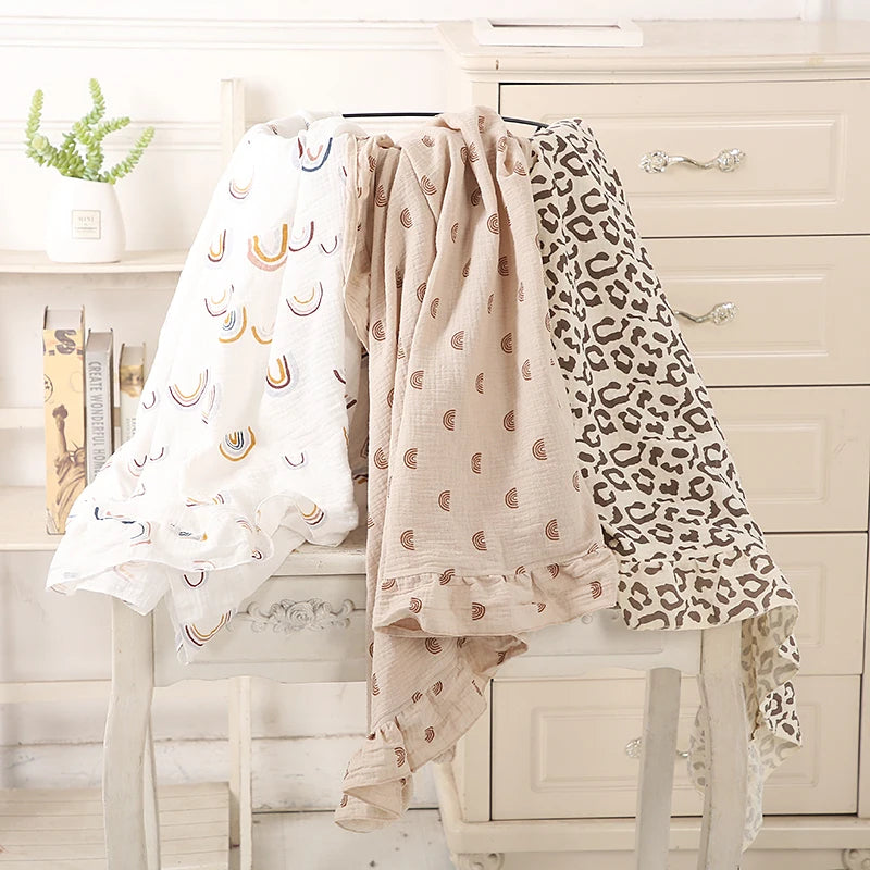 Bear Print Muslin Baby Cotton Blanket