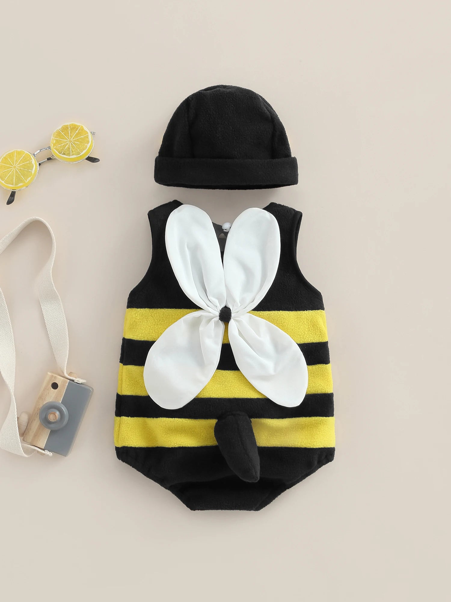 Newborn Baby Cute Bumblebee Custome with Hat 2Pcs 12-18 Months