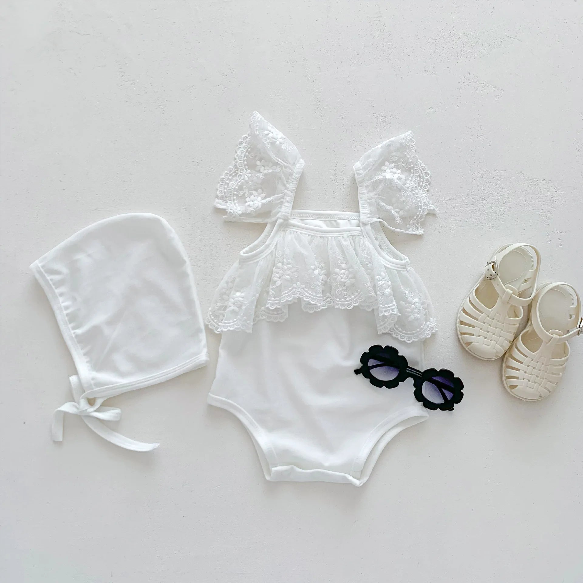Baby One-piece Swimsuit Lace One Piece With Hat