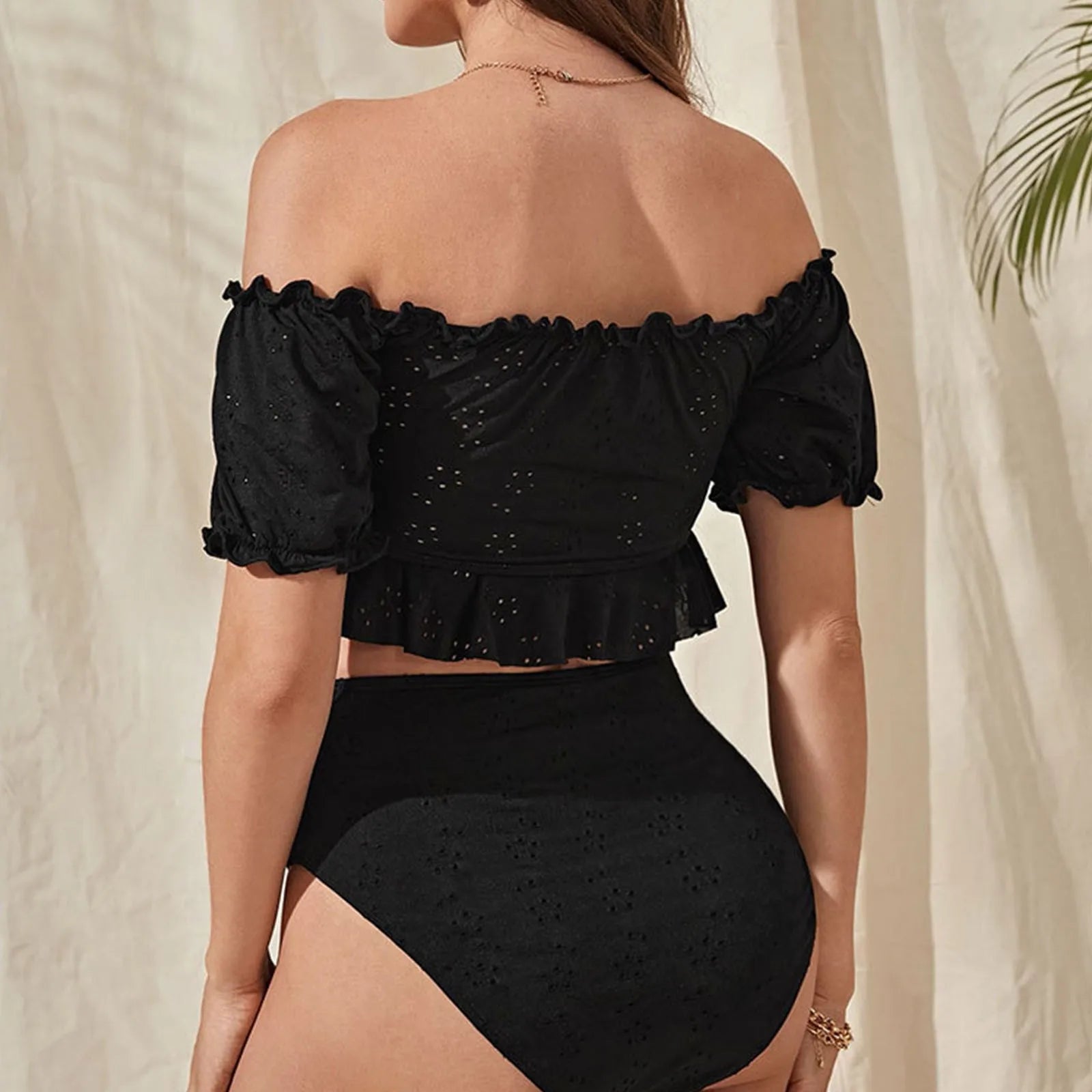 Maternity Bikini Set Tie Front Off Shoulder Swimsuit