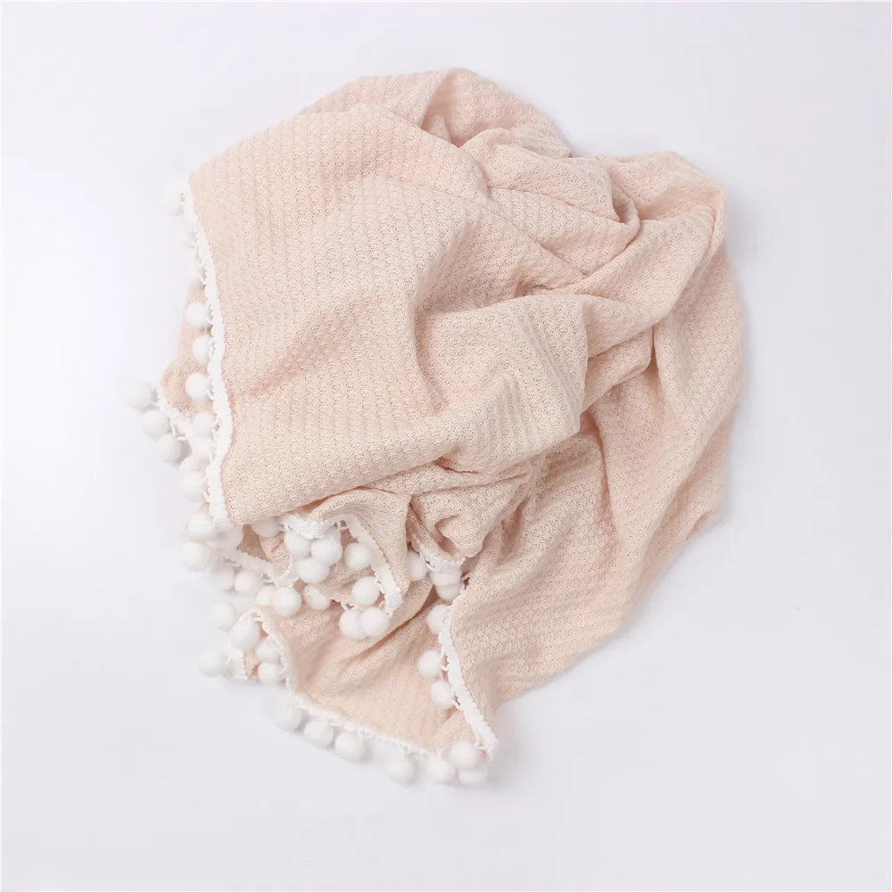 Cotton Muslin Swaddle Blankets for Newborn Baby Tassel Receiving Blanket New Born Swaddle Wrap Infant Sleeping Quilt Cover 90x90