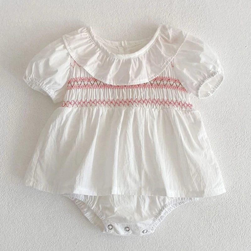 Korean Style Summer Girls Floral Jumpsuit+Hair Band 2pcs