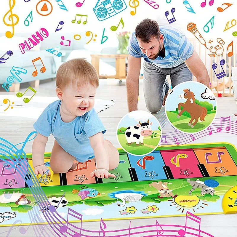Kids 110x36cm Musical Piano Mat Dance Sports Mat Baby Early Education Toys Musical Keyboard Piano Play Mat Toys for Infant Gifts