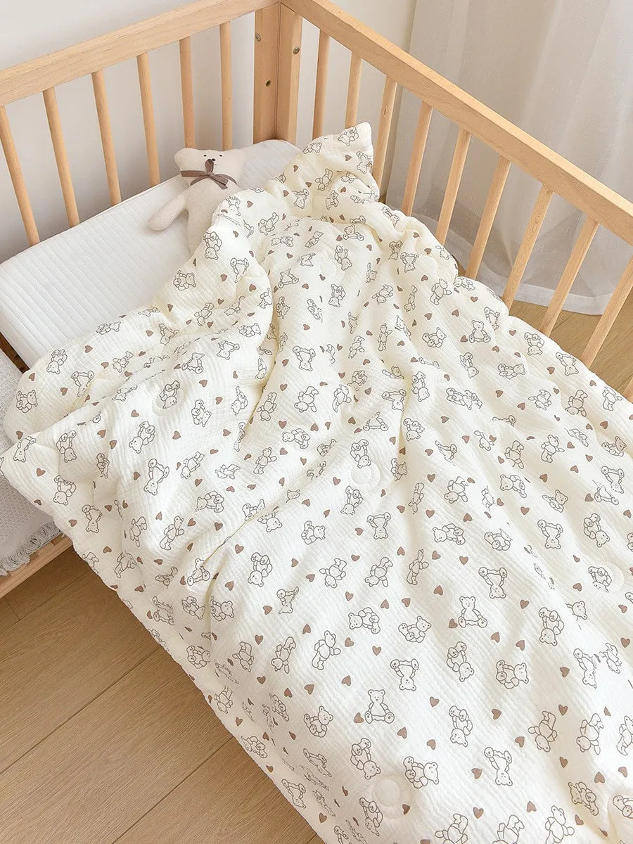 Baby Cotton Muslin Comforter Blanket Newborn Printed Spring Winter Quilt Blankets for Babies Infant Sleeping Cover Korean Quilt
