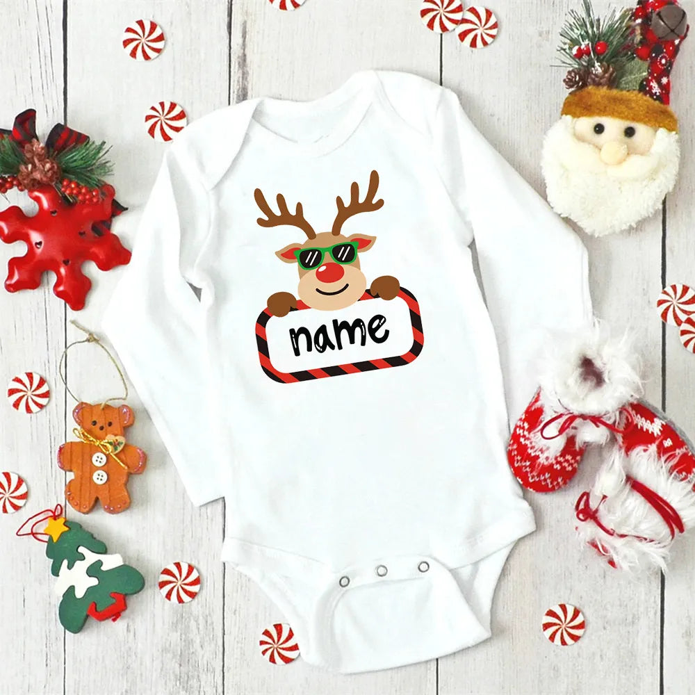 Custom Name Baby Christmas Bodysuits Personalised