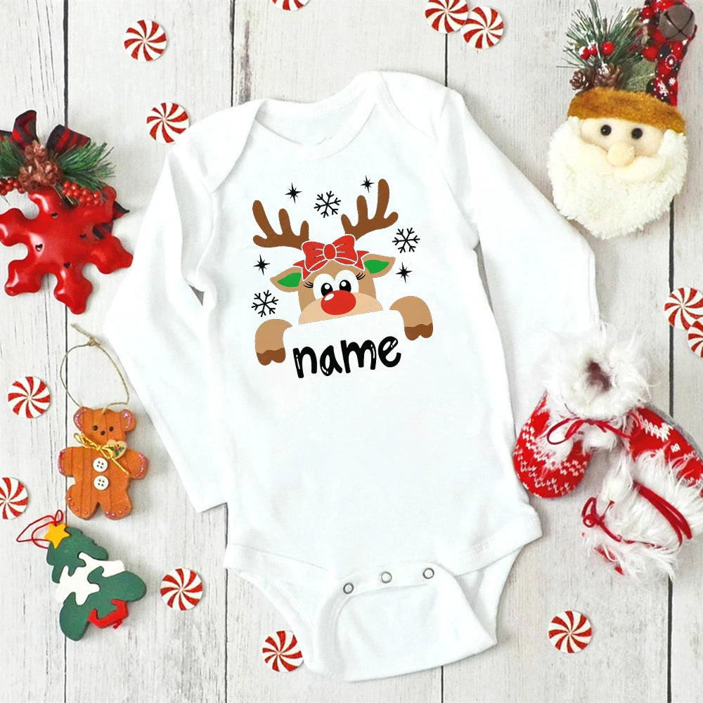 Custom Name Baby Christmas Bodysuits Personalised