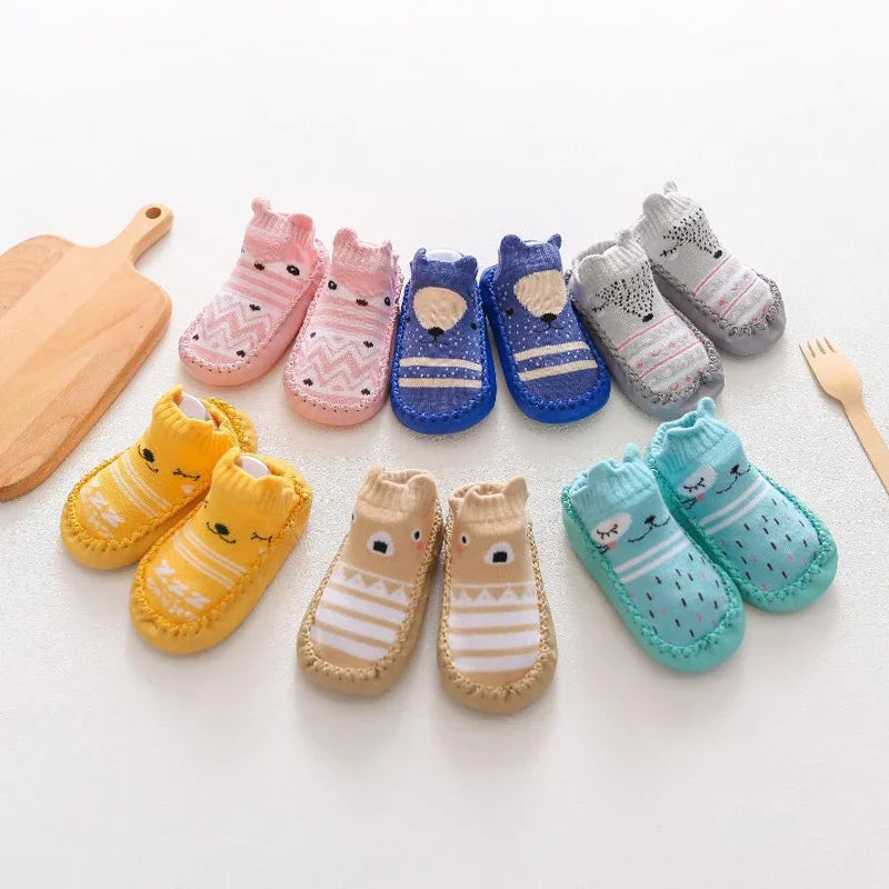 Baby Socks Shoes Infant Color Matching Cute Cartoon Kids Baby Shoes Doll Children Floor Sneaker Toddler Soft Soled First Walkers