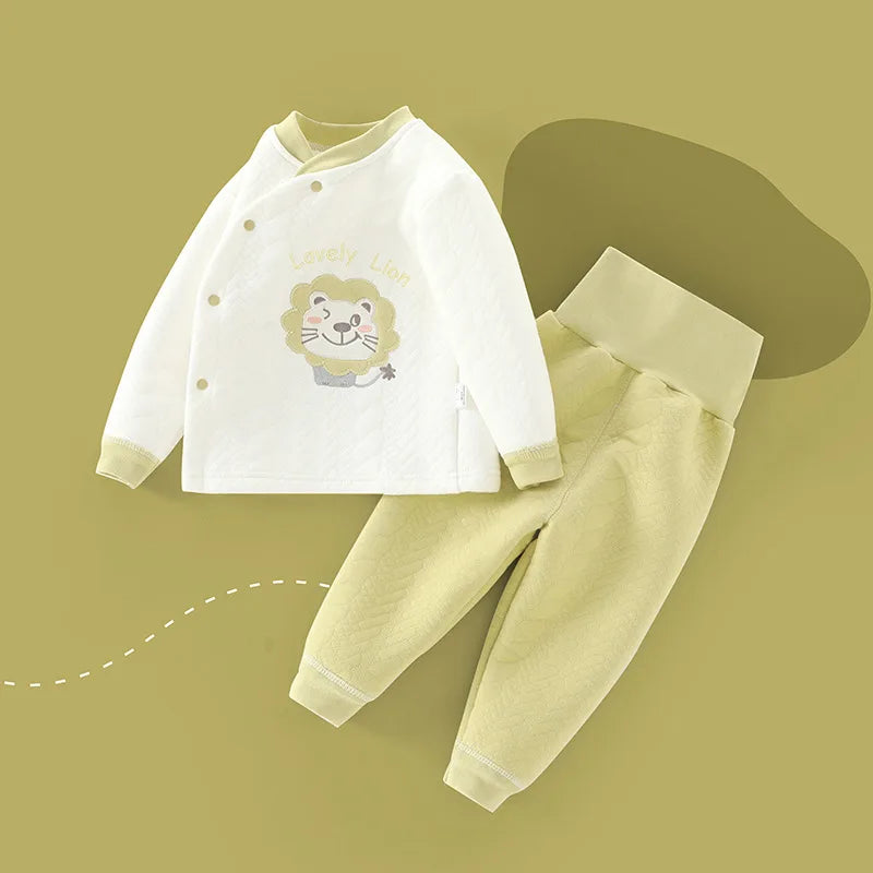Baby Underwear Suit Thicken Tops+High Waist Pant 2Pcs Set Cotton Outfit
