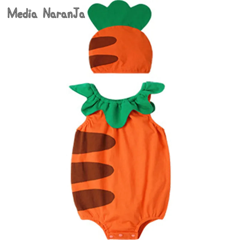 summer baby fruit Print hat with bodysuit infant cotton outfits