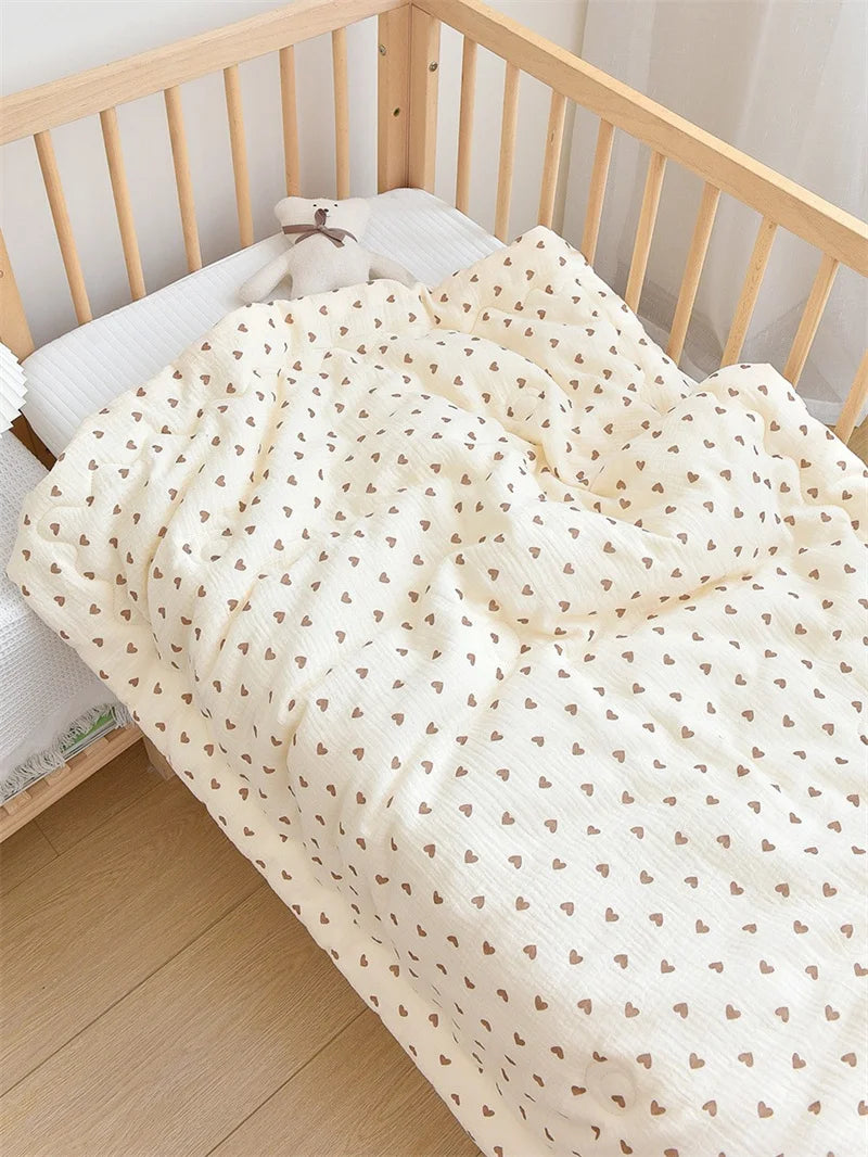 Baby Cotton Muslin Comforter Blanket Newborn Printed Spring Winter Quilt Blankets for Babies Infant Sleeping Cover Korean Quilt