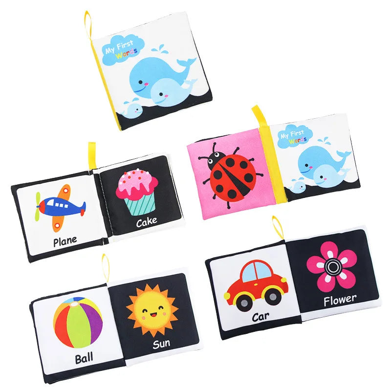 Baby Book Black and White Books for Newborn Babies Bed Crib Bumper Sensory Cloth Book Montessori High Contrast Baby Toys 0 12 M