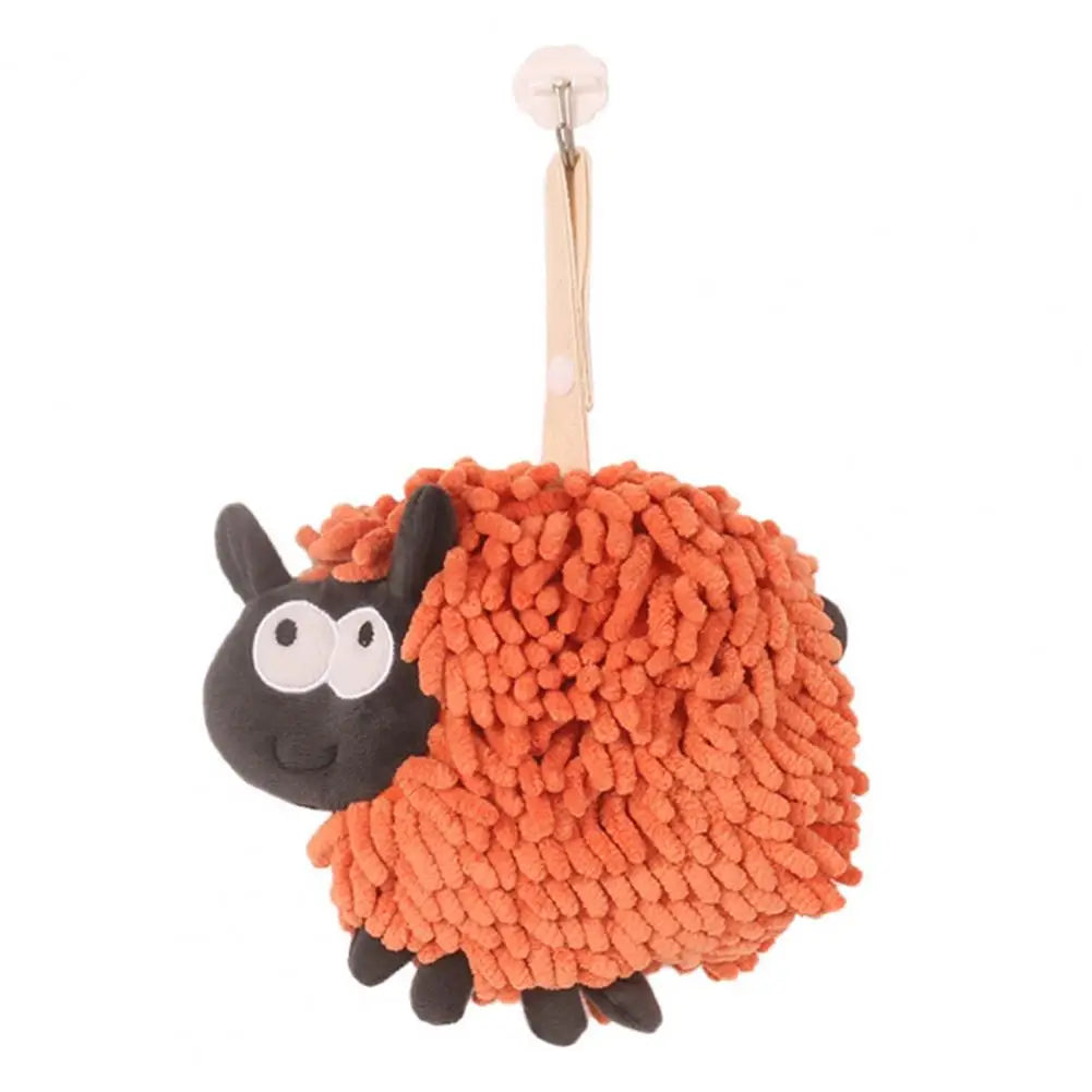 Chenille Cartoon Sheep Hanging Towel Adjustable Lanyard Hanging Hand Towel Soft Comfortable Skin-touch Kitchen Towel For Home