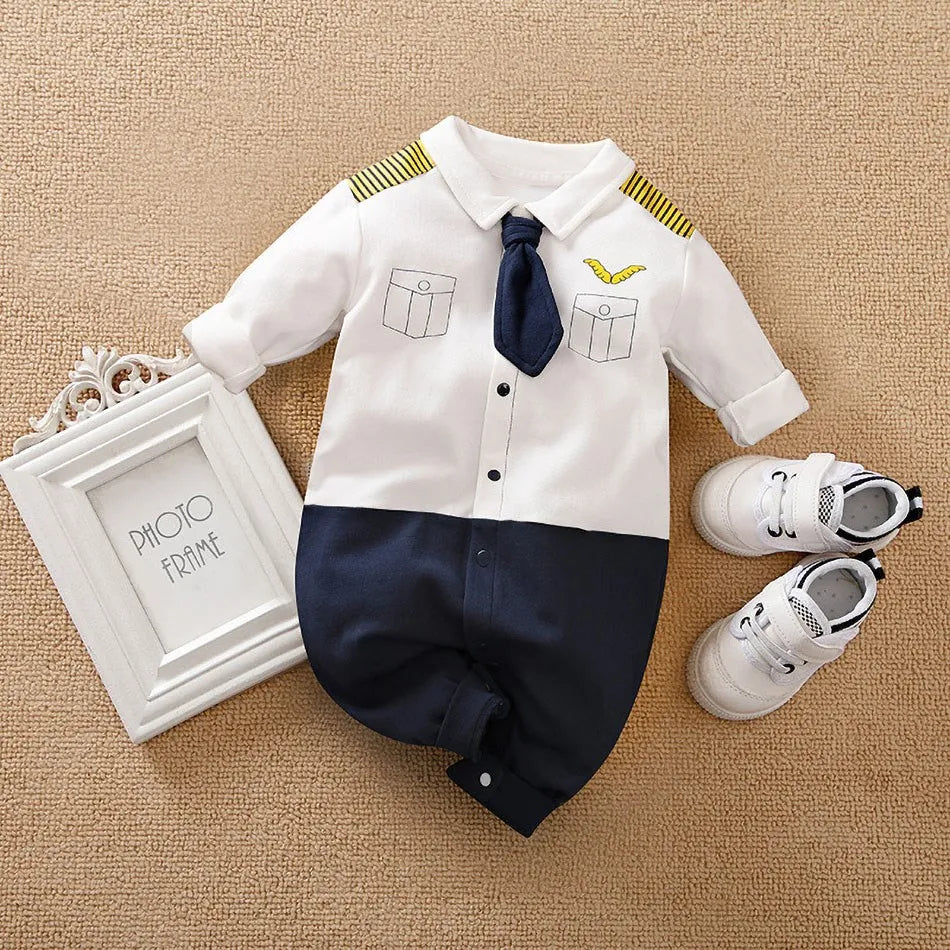 Newborn Formal Suit Baby Boy Clothes Bow Tie Tuxedo Jumpsuit