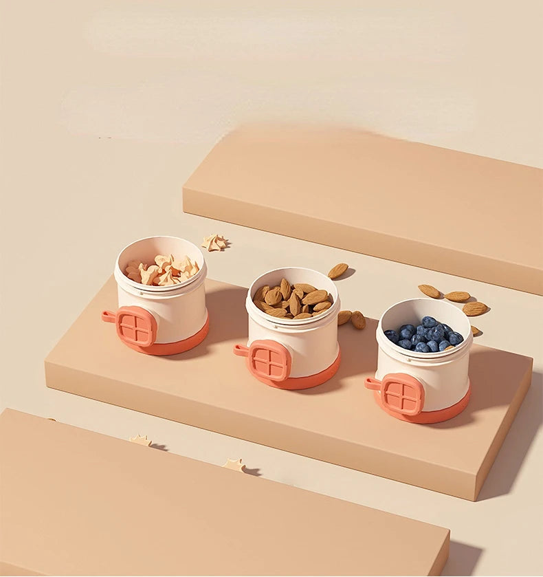 BBET Baby Milk Powder Dispenser Box Snack Container Storage 3-layer Mushroom Portable Sealed Moisture-proof Powder Container