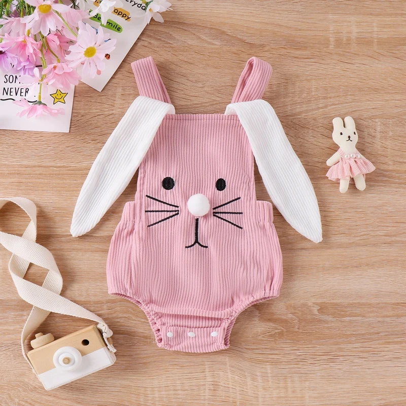 Baby Bunny Rabbit Ear Backless Sleeveless Strap Bodysuit