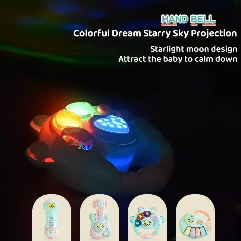 Montessori Baby Toys 6 12 Months Learning Education Musical Instrument Piano Hand Bell Projector Game Music Toy For Toddler Gift