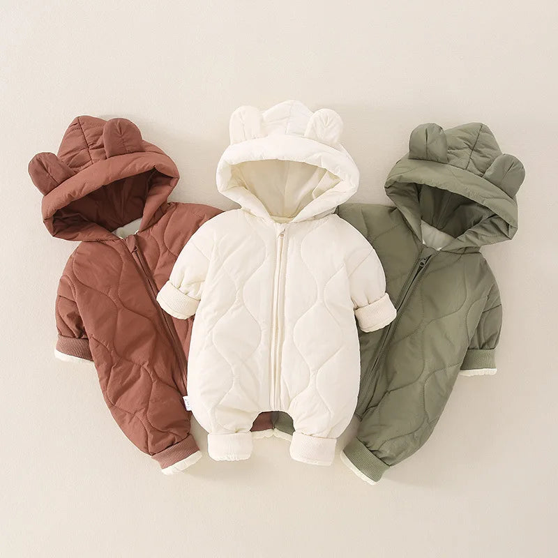 Winter Baby Clothes Overalls  Newborn  Hooded Rompers Bear Suit Cotton Thickening Boys Girls Outdoor Clothing
