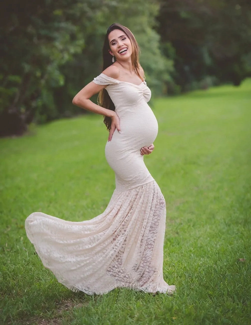 Women's Off Shoulder Ruffle Sleeve Lace Mermaid