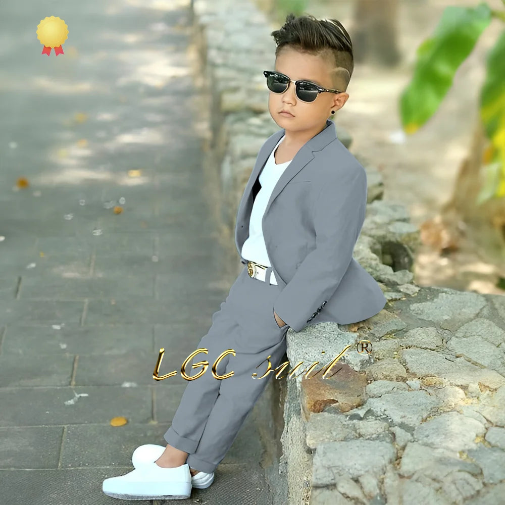 Baby Kids linen casual suit 2-piece set (jacket and trousers) 2~16 years