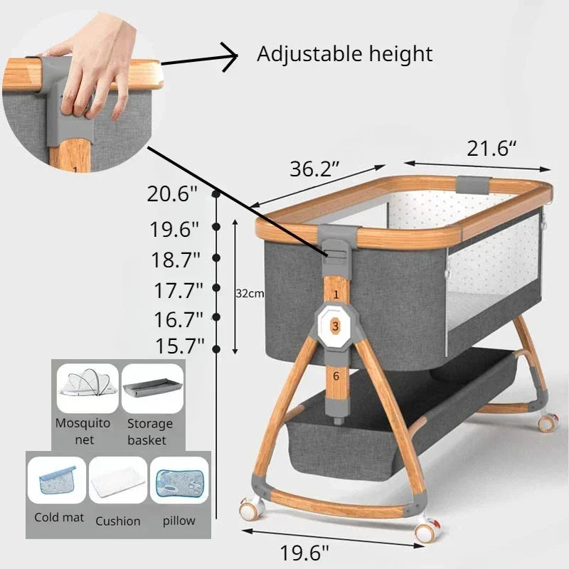 Portable Bed Guard Baby Bedside Crib Aluminum Alloy Folding Bed Portable Cradle for Baby Bed Mobile Baby Things Cribs