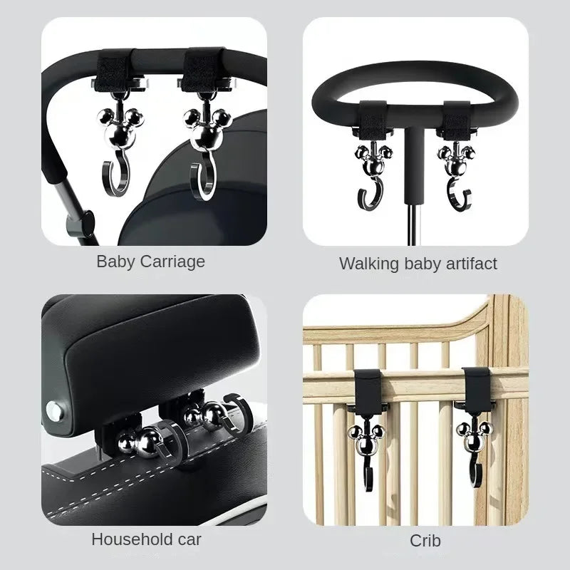Disney Mickey Mouse Hook Bike Baby Stroller Storage Cartoon Gloves Cart Organizer Anime Diaper Bag Hanger Cute Travel Pram Hooks