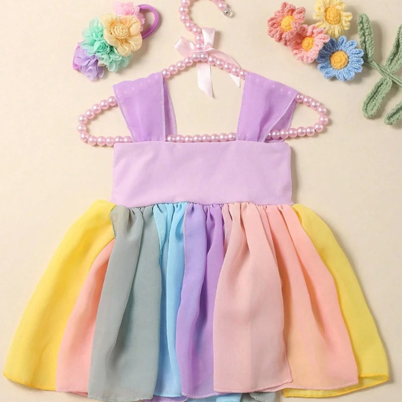 Newborn Colorful Slip Dress Flower Headband Photo Props