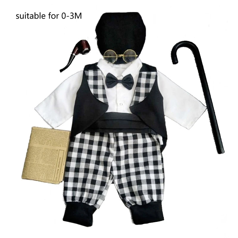 Baby Boys Photo Outfits Newborn Cosplay Grandpa Baby Foto Gift