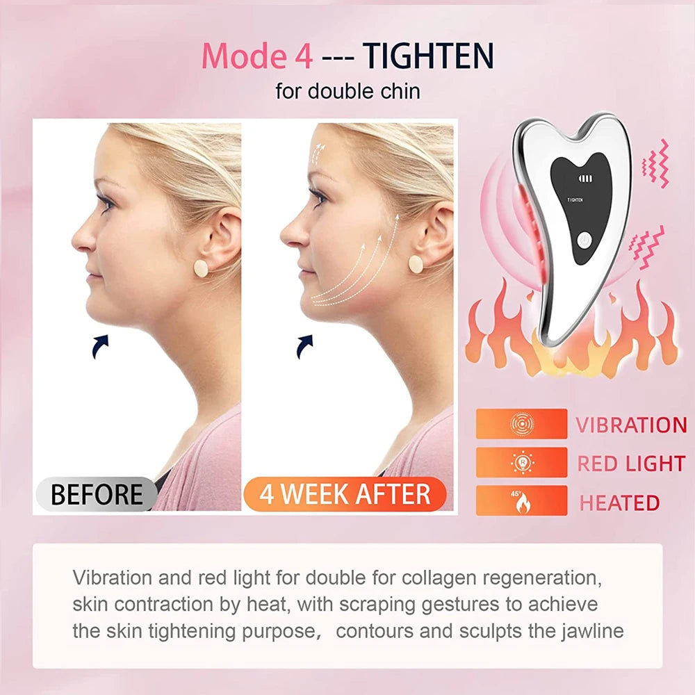Electric Microcurrent Gua Sha Board Massager Heated Red Blue LED Photon Therapy Scraping Massage Tool Anti-Aging Skin Care Tools