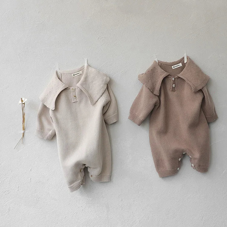 Baby Cotton Knitted Sweater Bodysuits With Hat