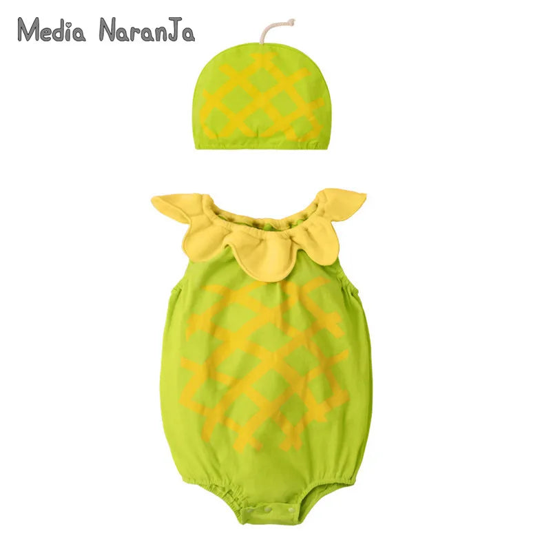 summer baby fruit Print hat with bodysuit infant cotton outfits
