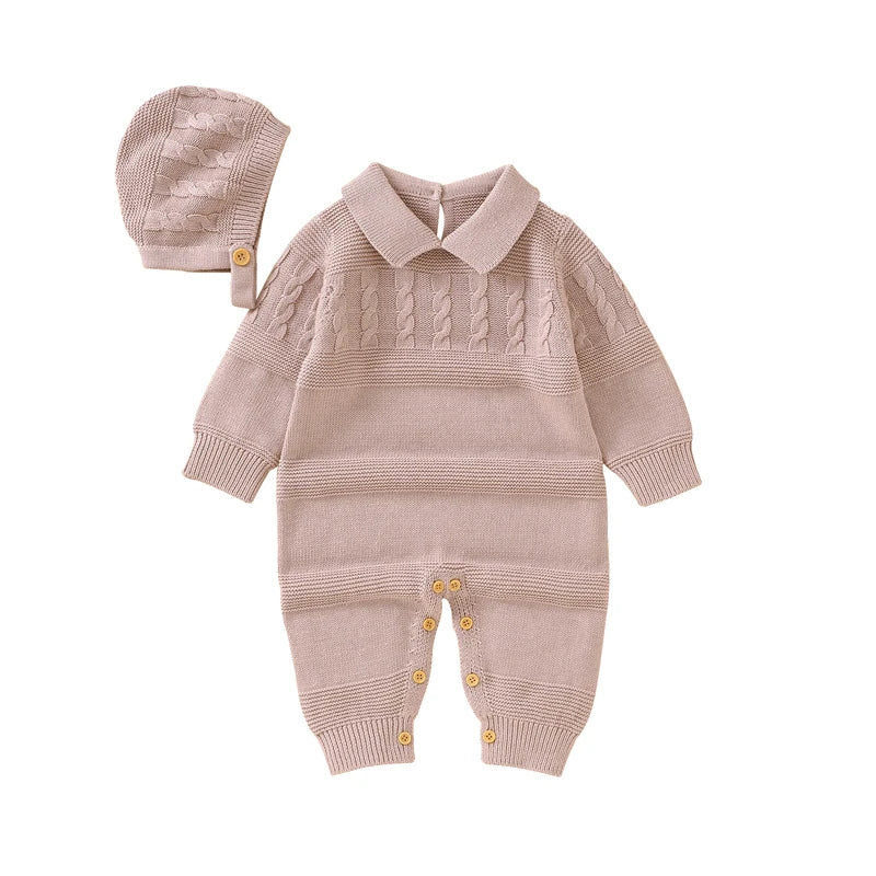 Baby Rompers Long Sleeve Infant Boys Girls Jumpsuits Clothes Autumn Solid Knitted Newborn Toddler Kids Overalls One Piece 0-18M