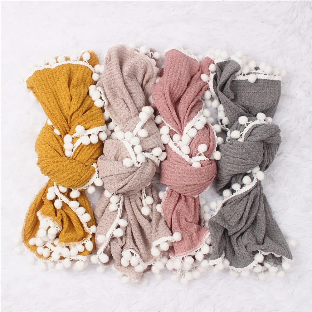 Cotton Muslin Swaddle Blankets for Newborn Baby Tassel Receiving Blanket New Born Swaddle Wrap Infant Sleeping Quilt Cover 90x90