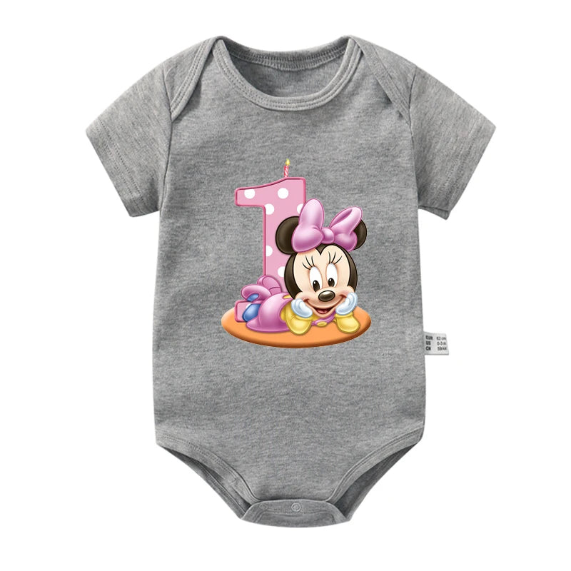 My 1st Birthday Mickey Mouse Cotton Baby Bodysuits