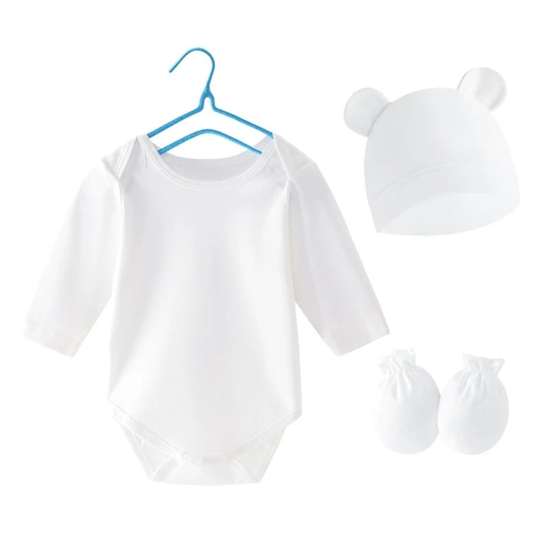 Soft Baby Clothing Set Newborns Hat with Bodysuit & Hand Cover