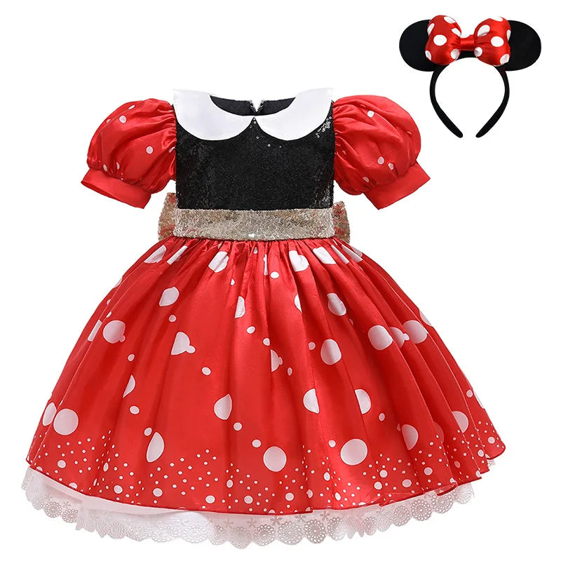 Baby Girl Mickey Mouse Dress Mickey and Minnie Cosplay Costume Children for Baby Girls Children Cosplay Clothes Free Headband